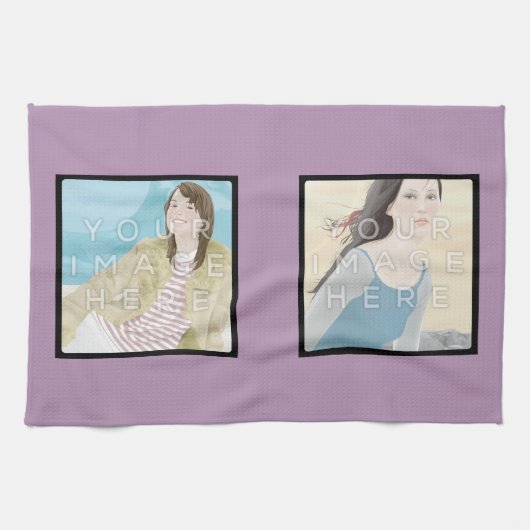 Instagram 2-Photo Custom Violet Kitchen Towel Theedoek (Horizontaal)