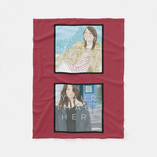 Instagram 2-Photo Red Custom Fleece Blanket Deken (Voorkant)