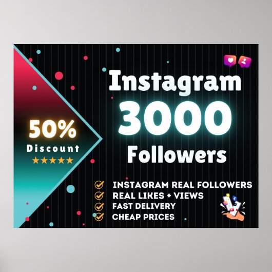 Instagram 3000 volgers | Instagram volgers kopen Poster (Voorkant)