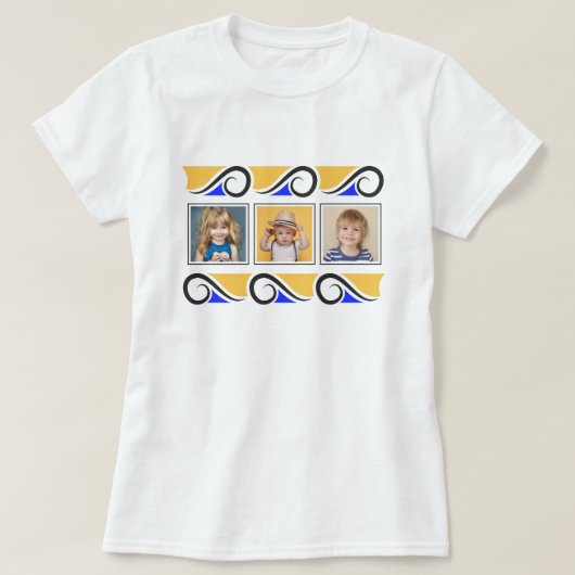 Instagram 3-fotosjabloon met wervelkolom Lijst T-shirt (Design voorkant)