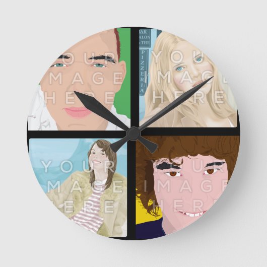 Instagram 4 Foto - Aangepaste wandklok rond (Voorkant)