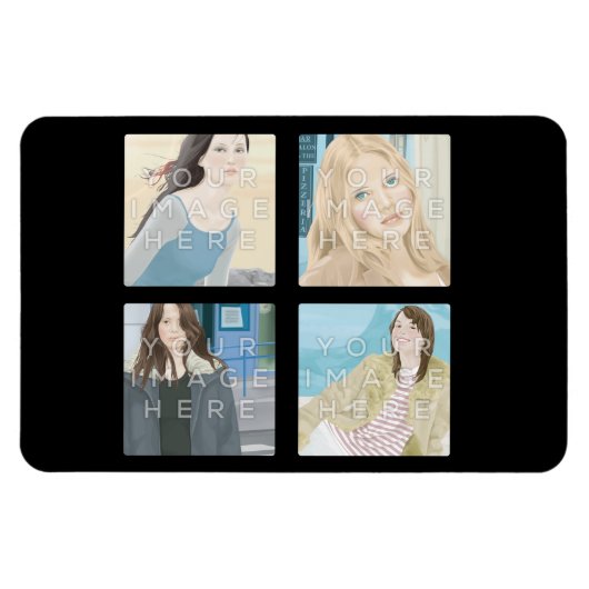 Instagram 4 foto gepersonaliseerd Flexi Magnet ont Magneet (Horizontaal)