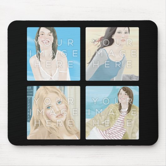Instagram 4 Photo Personalized Mousepad Design Muismat (Voorkant)