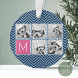 Instagram 5 Photo Collage Monogram Navy & Hot Pink Ornament<br><div class="desc">De achtergrond omvat een optioneel chevron Pattern - Gebruik vijf vierkante foto's om een uniek en persoonlijk cadeau te creëer. Of je kunt de hipster puppy houden en een trendy keepslag maken. Als u de afbeeldingen moet aanpassen,  klik op het aanpassingshulpmiddel om veranderingen aan te brengen.</div>