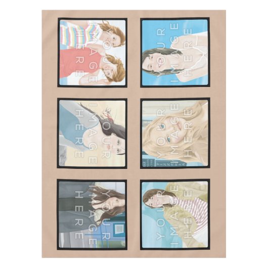 Instagram 6-Photo Beige Custom Cotton Tablecloth Tafelkleed (Voorkant)