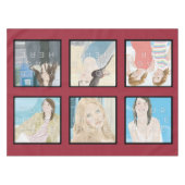 Instagram 6-Photo Red Custom Cotton Tablecloth Tafelkleed (Voorkant (Horizontaal))