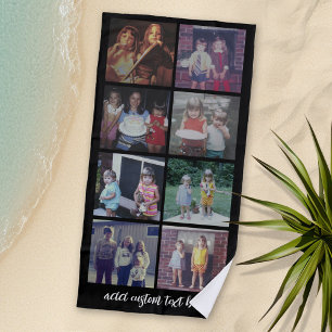 Instagram 8 Foto Collage - scripttekst - zwart Strandlaken