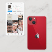 Instagram-account rode telefoon bewerk ontwerp visitekaartje (Voorkant / Achterkant)