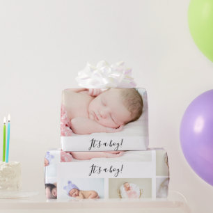 Instagram Baby girl foto collage geboorte wit Cadeaupapier