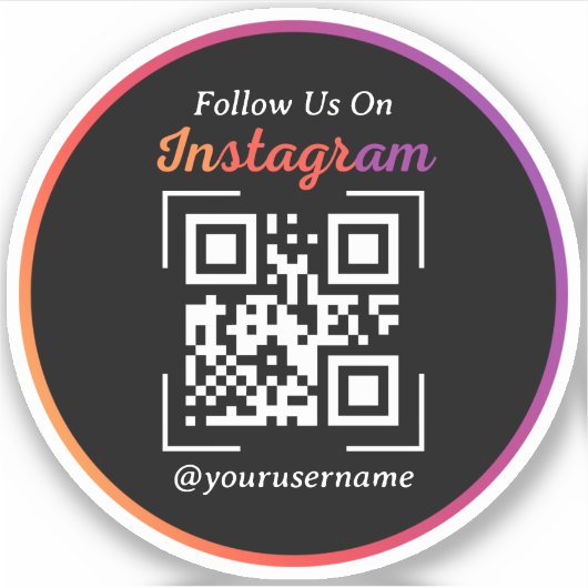 Instagram Business QR Code Zwart Sticker (Voorkant)