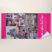 Instagram Collage - 14 fotoscript - Hot Pink Strandlaken (Voorkant)