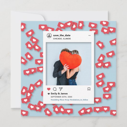 Instagram Cool Love Funny Save the Date Kaart (Voorkant)