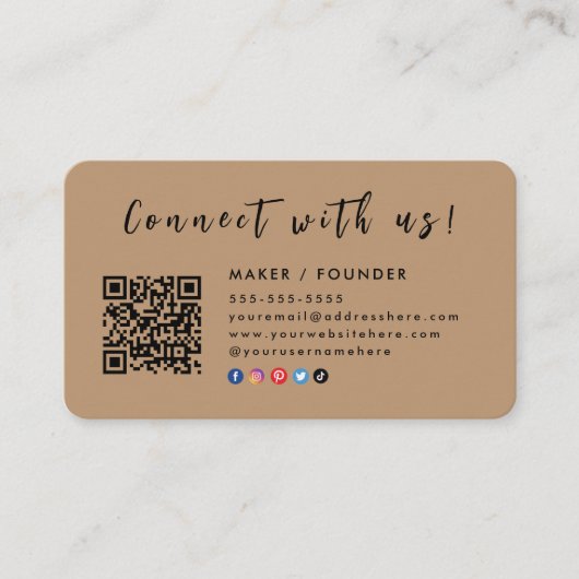 Instagram Facebook Connect met ons Rustic Camel Visitekaartje (Voorkant)