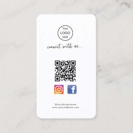 Instagram Facebook QR-code | Roze visitekaartje fo (Voorkant)