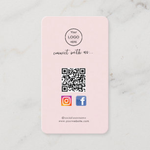 Instagram Facebook QR-code Roze visitekaartje fo