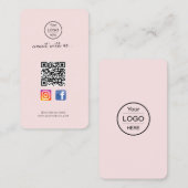 Instagram Facebook QR-code | Roze visitekaartje fo (Voorkant / Achterkant)