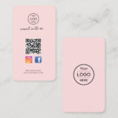 Instagram Facebook QR-code | Roze visitekaartje fo (Voorkant / Achterkant)
