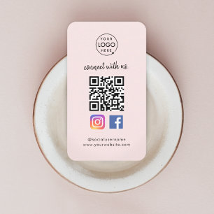 Instagram Facebook QR Code Social Media Roze Visitekaartje