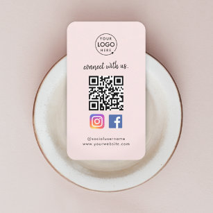 Instagram Facebook QR Code   Social Media Roze Visitekaartje