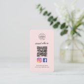 Instagram Facebook QR Code | Social Media Roze Visitekaartje (Staand voorkant)