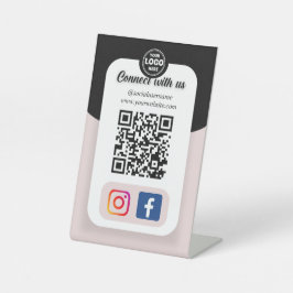 Instagram Facebook QR-code | Sociale media Reclamebord Met Voetstuk