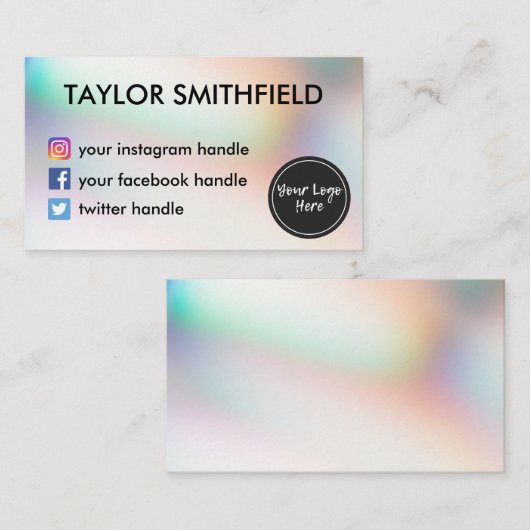 Instagram facebook twitter holo gradiënt visitekaartje (Voorkant / Achterkant)