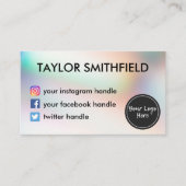 Instagram facebook twitter holo gradiënt visitekaartje (Voorkant)