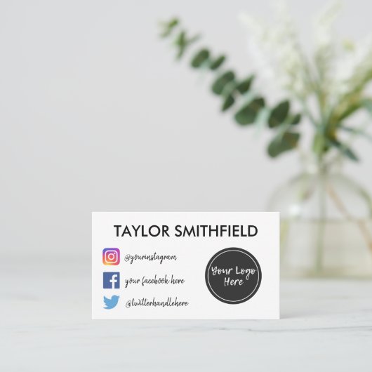 Instagram facebook twitter visitekaartje (Staand voorkant)