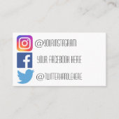 Instagram facebook twitter visitekaartje (Voorkant)