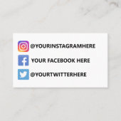 Instagram Facebook Twitter Visitekaartje (Voorkant)