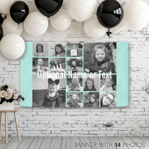 Instagram Foto Collage 14 foto's kunnen blauw vera Spandoek