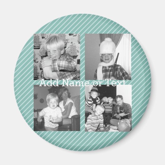 Instagram Foto Collage 4 afbeeldingen - blauwe str Magneet (Voorkant)