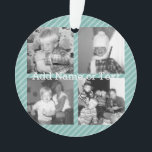 Instagram Foto Collage 4 afbeeldingen - blauwe str Ornament<br><div class="desc">Licht Blauwe Pinstripes - Gebruik vier vierkante foto's om een uniek en persoonlijk cadeau te creëer. Of je kunt de hipster puppy houden en een trendy keepslag maken. Als u de afbeeldingen moet aanpassen,  klik op het aanpassingshulpmiddel om veranderingen aan te brengen.</div>