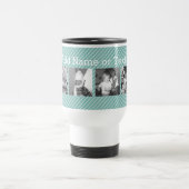 Instagram Foto Collage 4 afbeeldingen - blauwe str Reisbeker (Center)