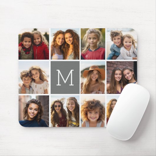 Instagram Foto Collage Aangepaste Monogramkolen Muismat (Met muis)