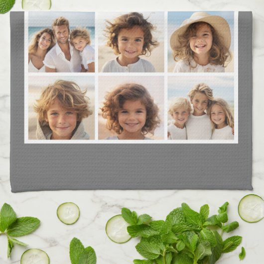 Instagram Foto Collage Aangepaste Monogramkolen Theedoek (Gevouwen)