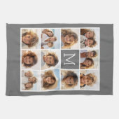 Instagram Foto Collage Aangepaste Monogramkolen Theedoek (Horizontaal)