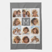 Instagram Foto Collage Aangepaste Monogramkolen Theedoek (Verticaal)