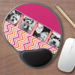 Instagram Foto Collage Hot Pink Oranje Chevrons Gel Muismat<br><div class="desc">Een geweldige manier om je vierkante foto's weer te geven van je online account. Het ontwerp van een leuke zigzag-band markeert de foto's.</div>
