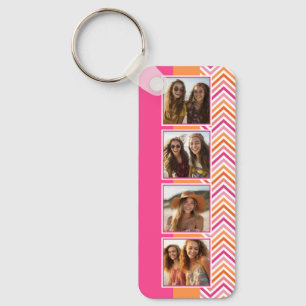 Instagram Foto Collage Hot Pink Oranje Chevrons Sleutelhanger