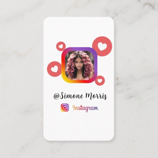 Instagram Foto Collage Moderne Script Social Media Visitekaartje (Voorkant)