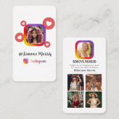 Instagram Foto Collage Moderne Script Social Media Visitekaartje (Voorkant / Achterkant)