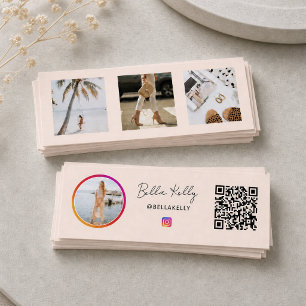 Instagram Foto Feed Sociale Media QR Code Roze Mini Visitekaartje