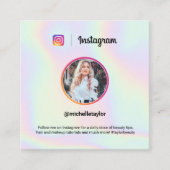 Instagram foto trendy holografische pastel regenbo contactkaartje (Voorkant)
