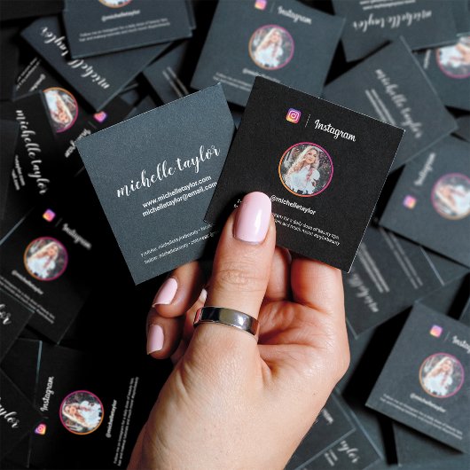 Instagram foto trendy social media modern zwart contactkaartje