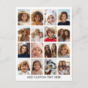 Instagram Fotocollage - 16 foto's Kan Kleur bewerk Briefkaart