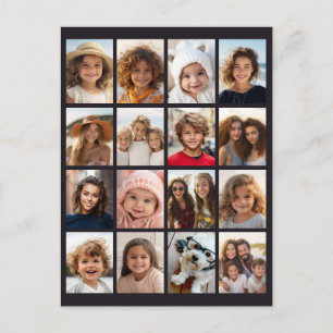 Instagram Fotocollage - 16 foto's Kan Kleur bewerk Briefkaart