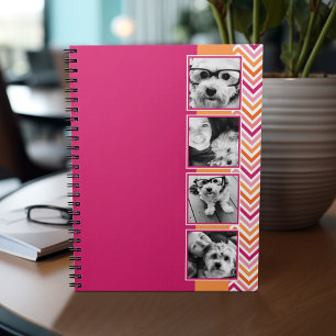 Instagram Fotocollage hete roze oranje chevrons Notitieboek