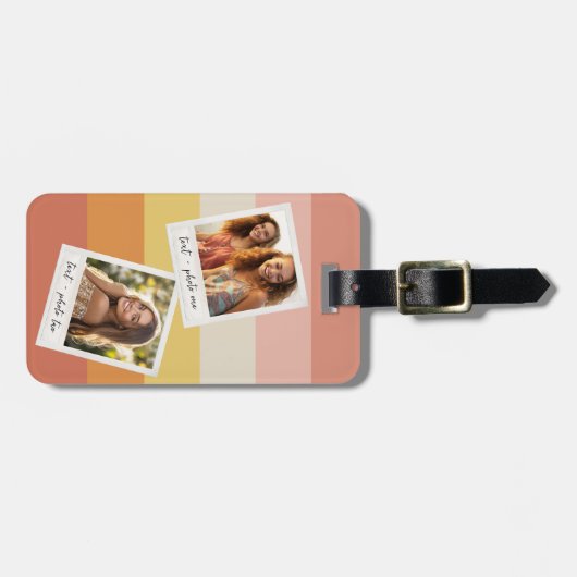 Instagram Fotocollage Kleurrijke Koraalstrepen Bagagelabel (Voorkant horizontaal)