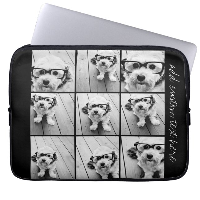 Instagram fotocollage met 9 vierkante foto's laptop sleeve (Voorkant)